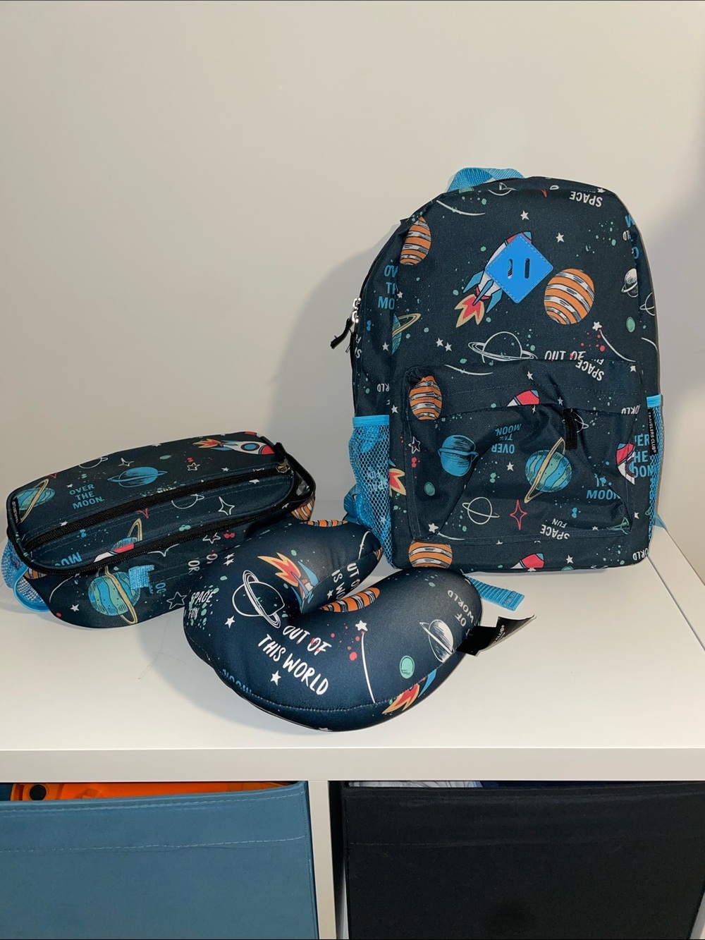Kids Space Rocket Backpack Set - Blue